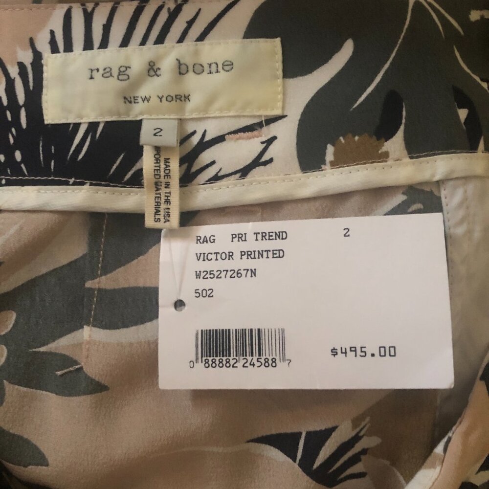 NWT Rag & Bone silk high waist tropical palm print pants - Picture 10 of 10